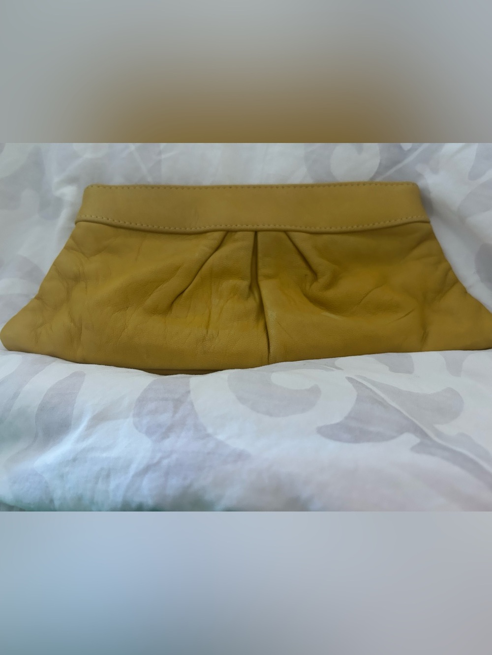 Lauren Merkin Mustard Yellow Leather Clutch